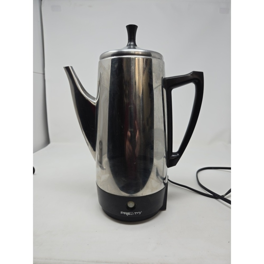 Presto 0281105 Electric Coffee Percolator Stainless Steel Vintage Silver Black